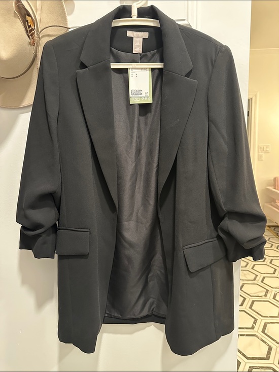 H&M Jackets & Blazers - H&M Black Open-Front Relaxed Blazer